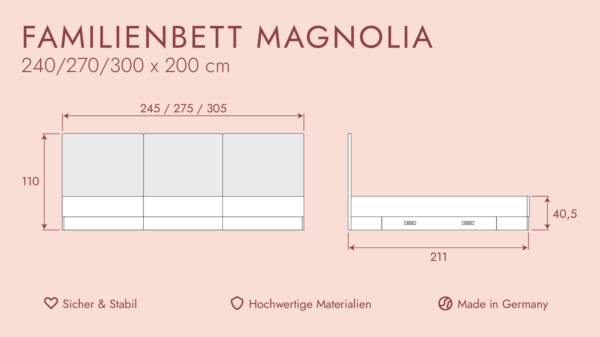 Familienbett Magnolia mit Stoff