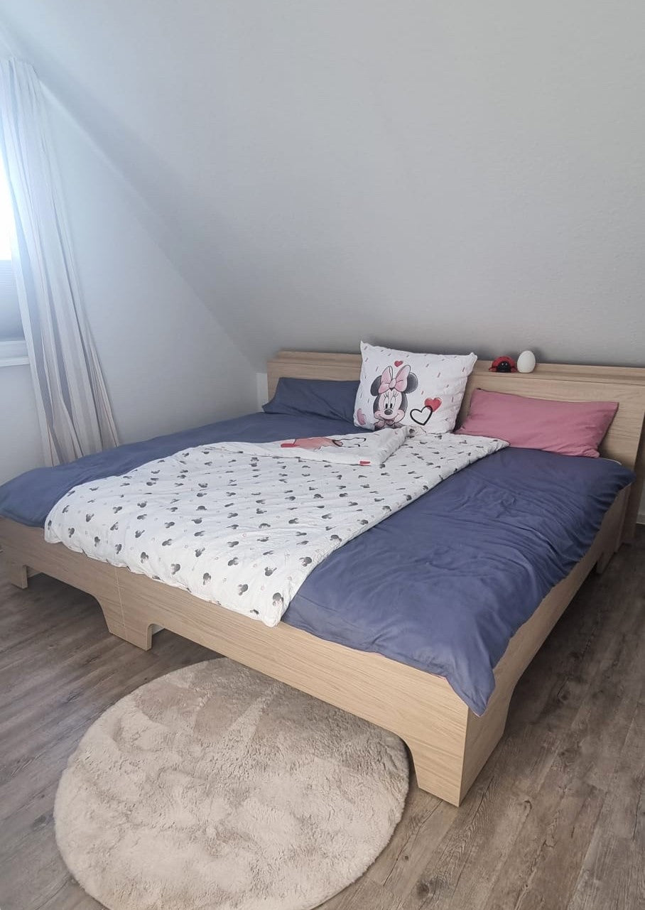 Familienbett Salvia in Eiche Dekor, Sonderanfertigung mit zweigeteilten Modulen