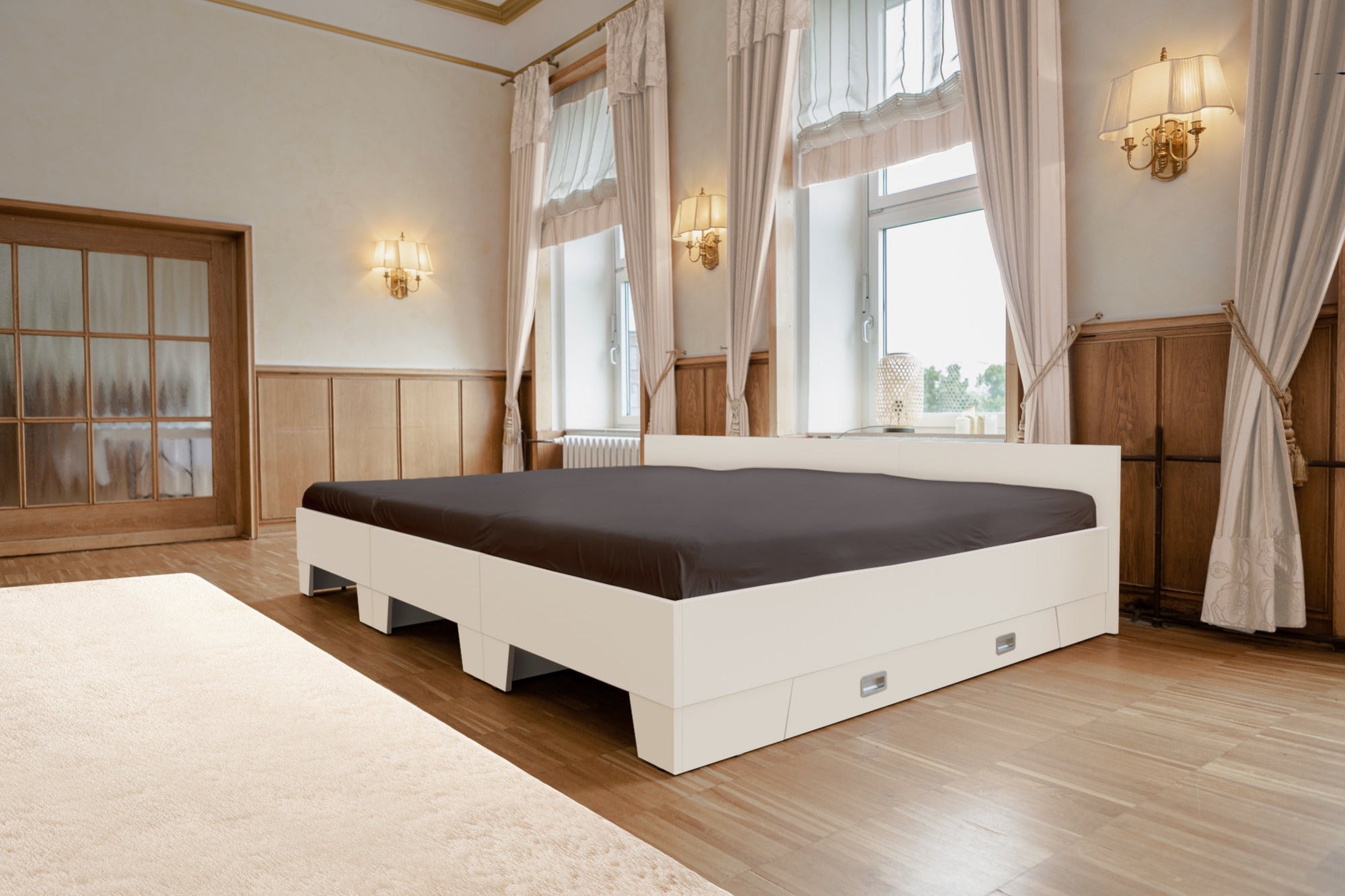 Familienbett Malva in hellem Beige