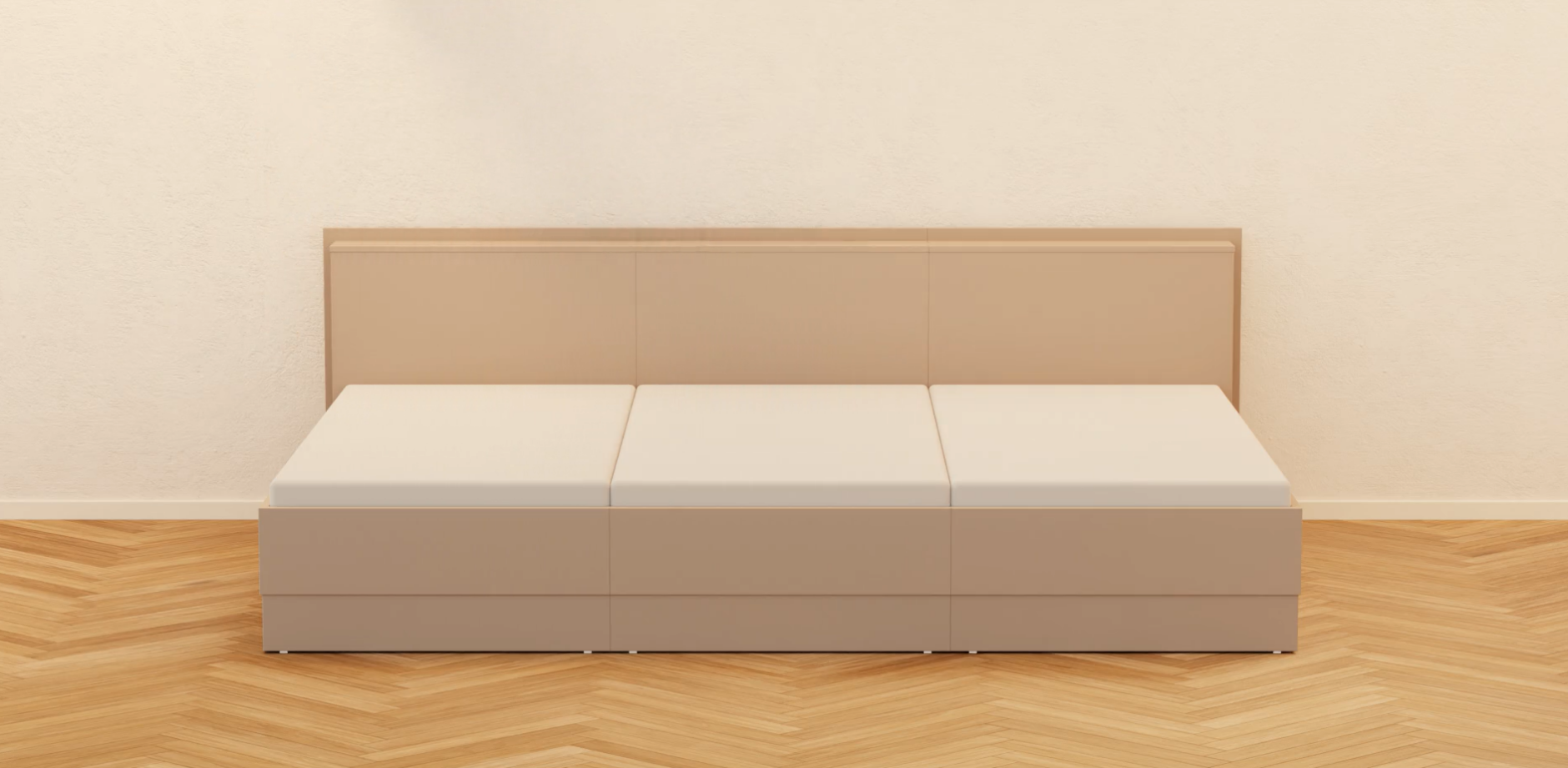 Modell eines Liegewiese Familienbetts mit geschlossenen Bettseiten als Sonderanfertigung