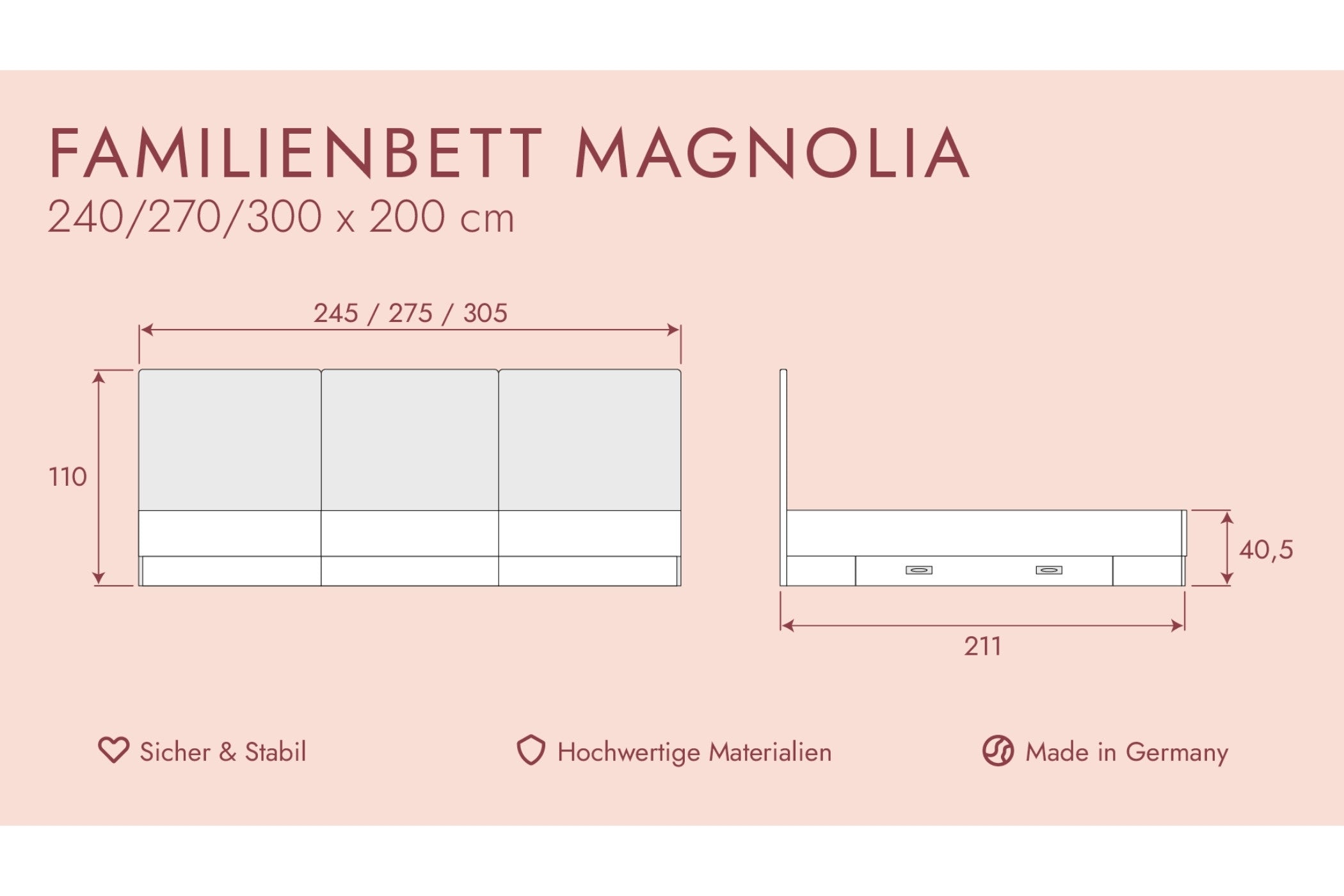 Familienbett Magnolia mit Stoff