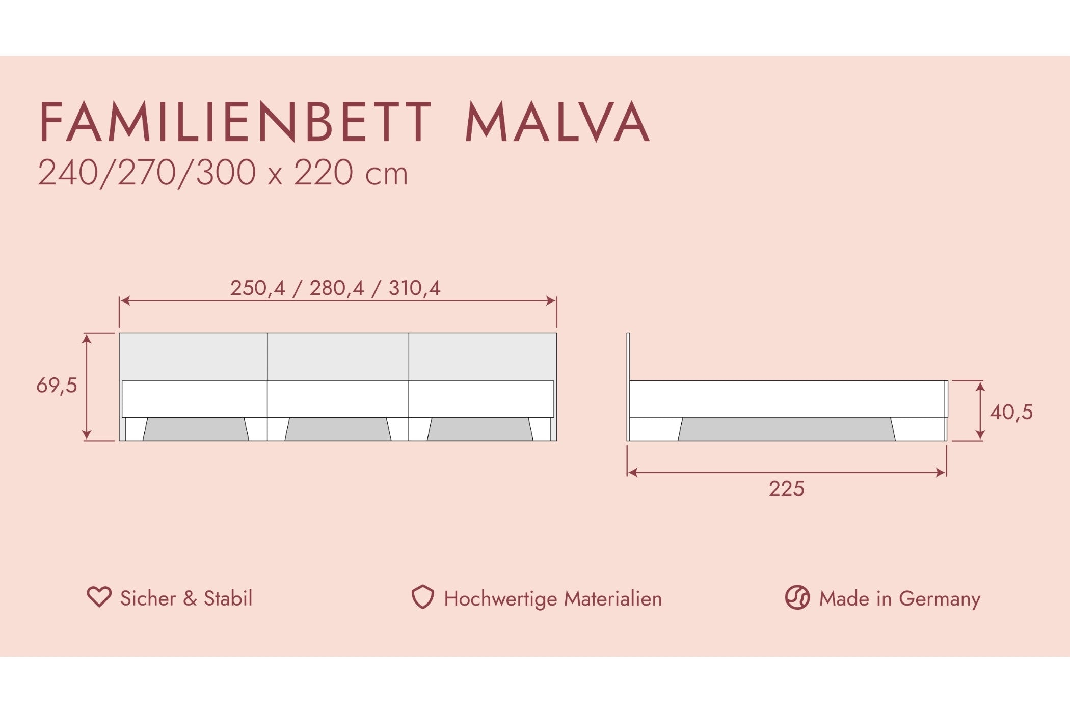 Familienbett Malva Länge 220 cm