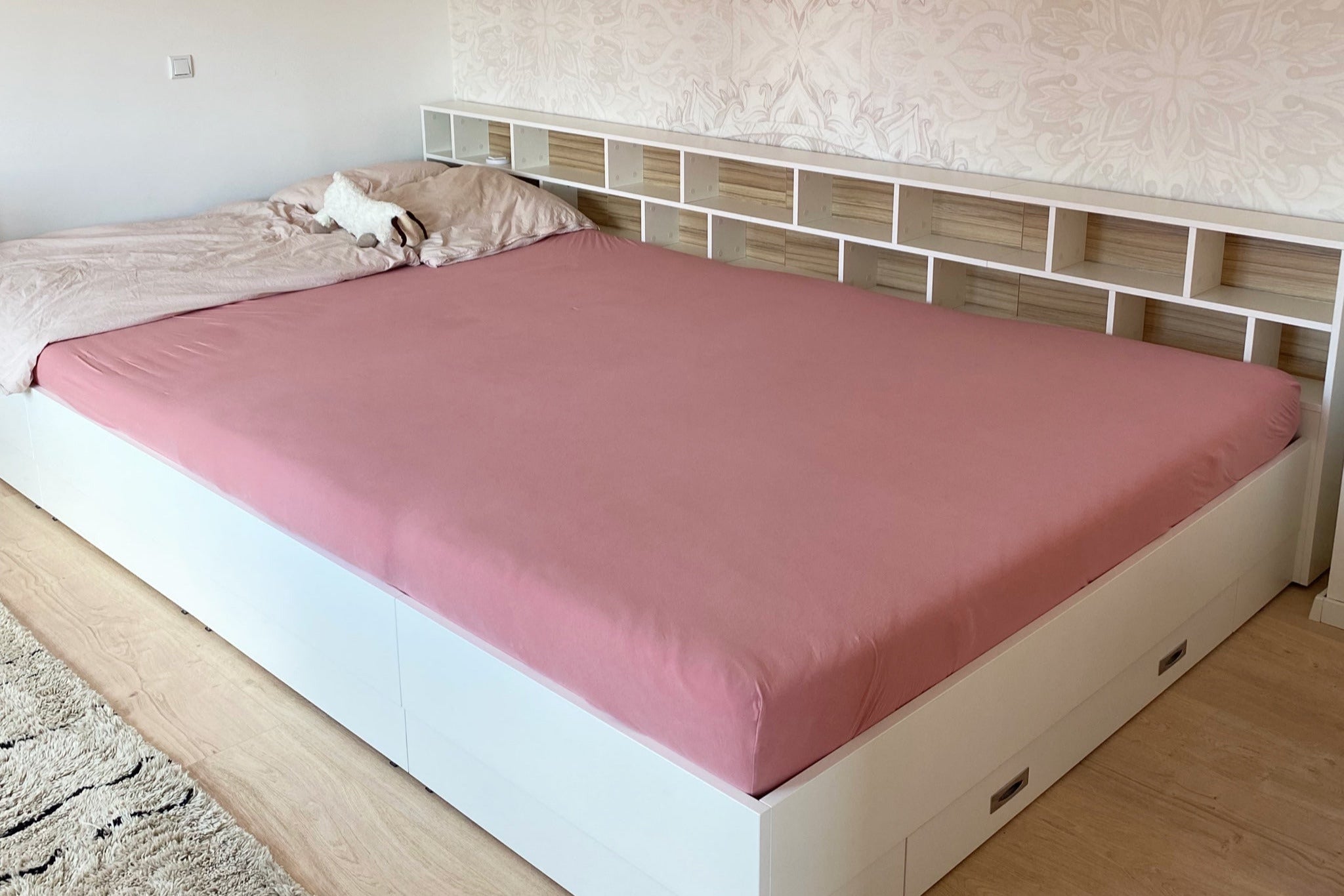 Liegewiese Spannbettlaken für Familienbett in altrosa