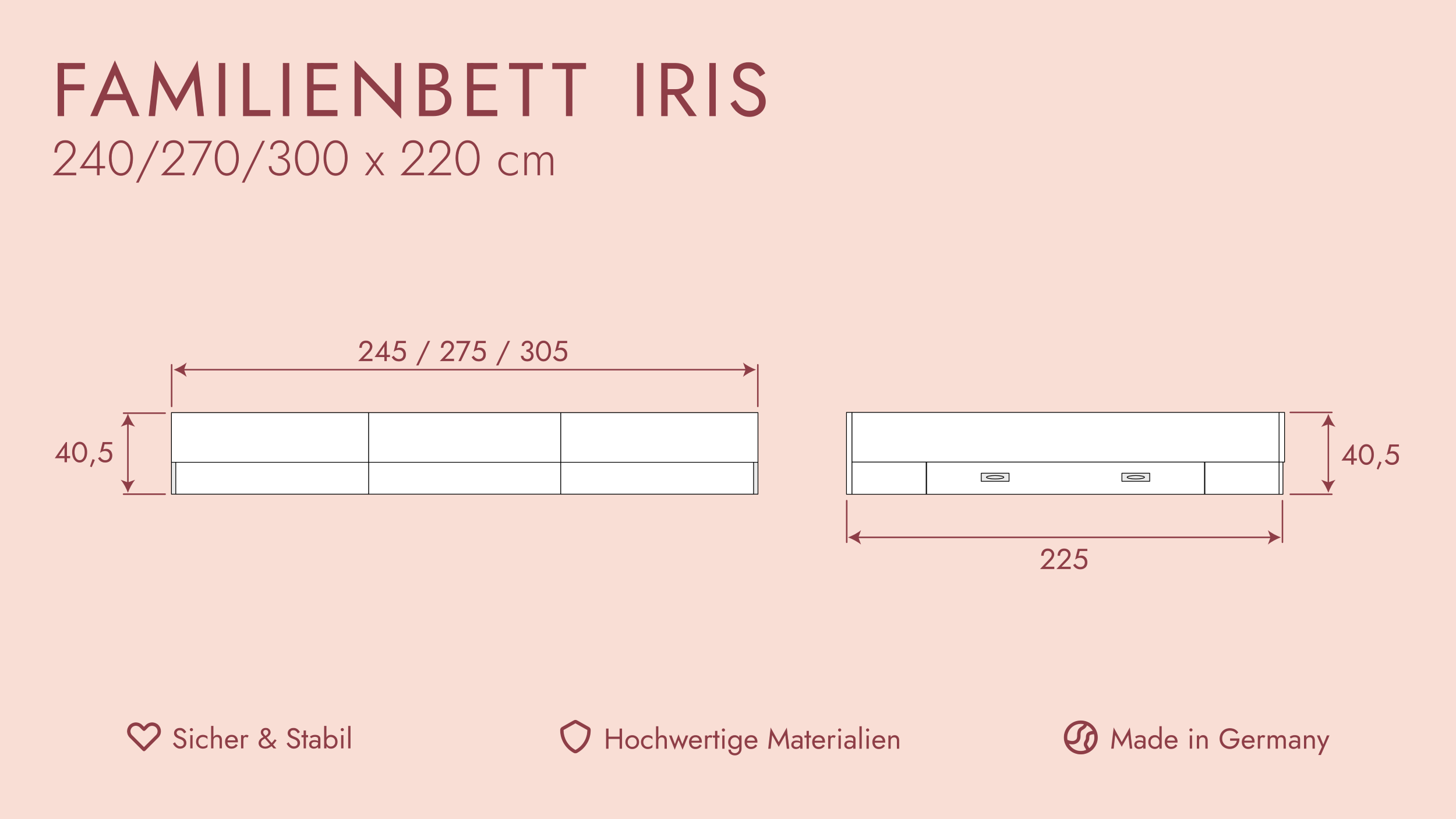 Familienbett Iris Länge 220 cm