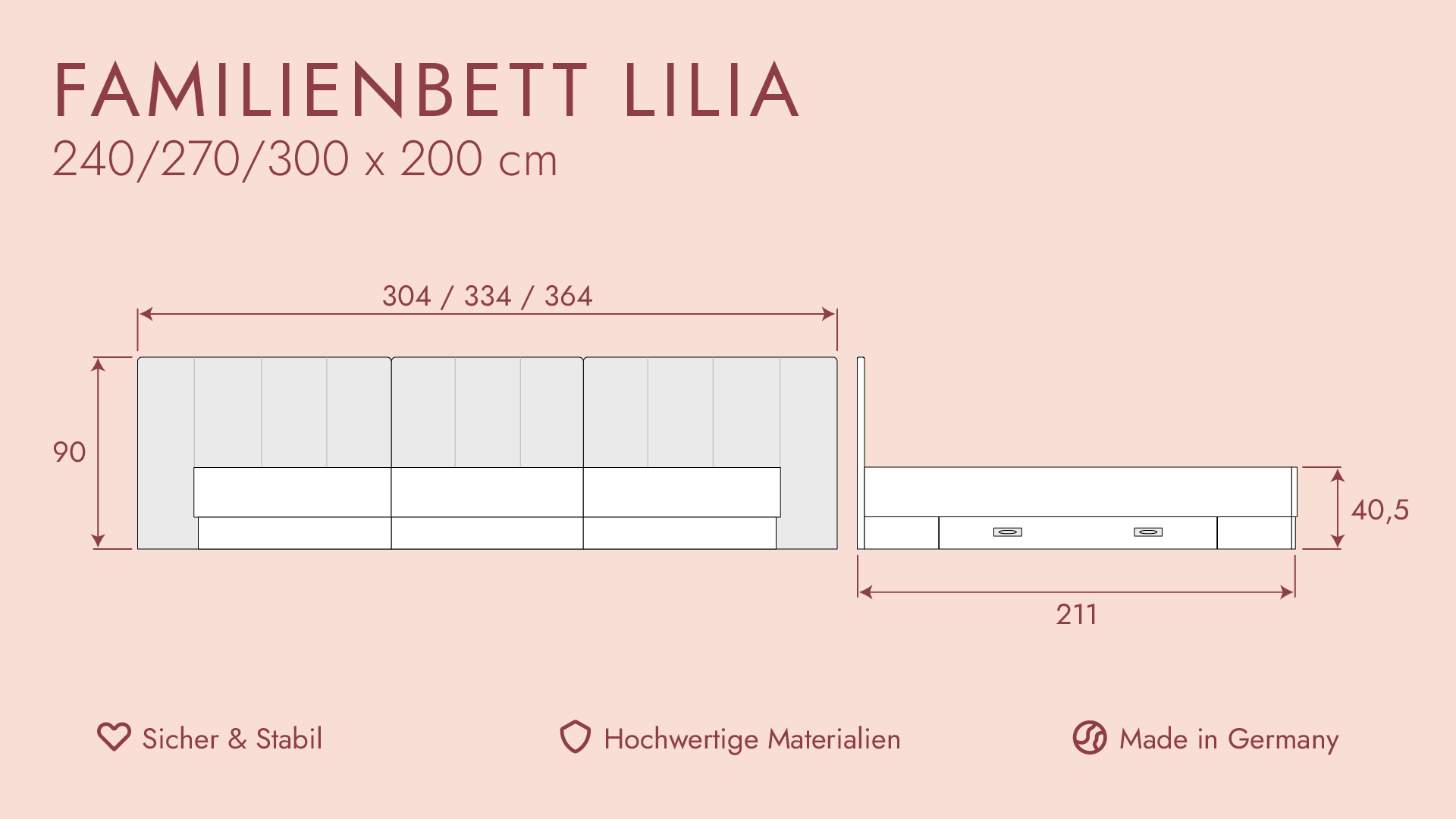 Familienbett Lilia mit veganem Leder