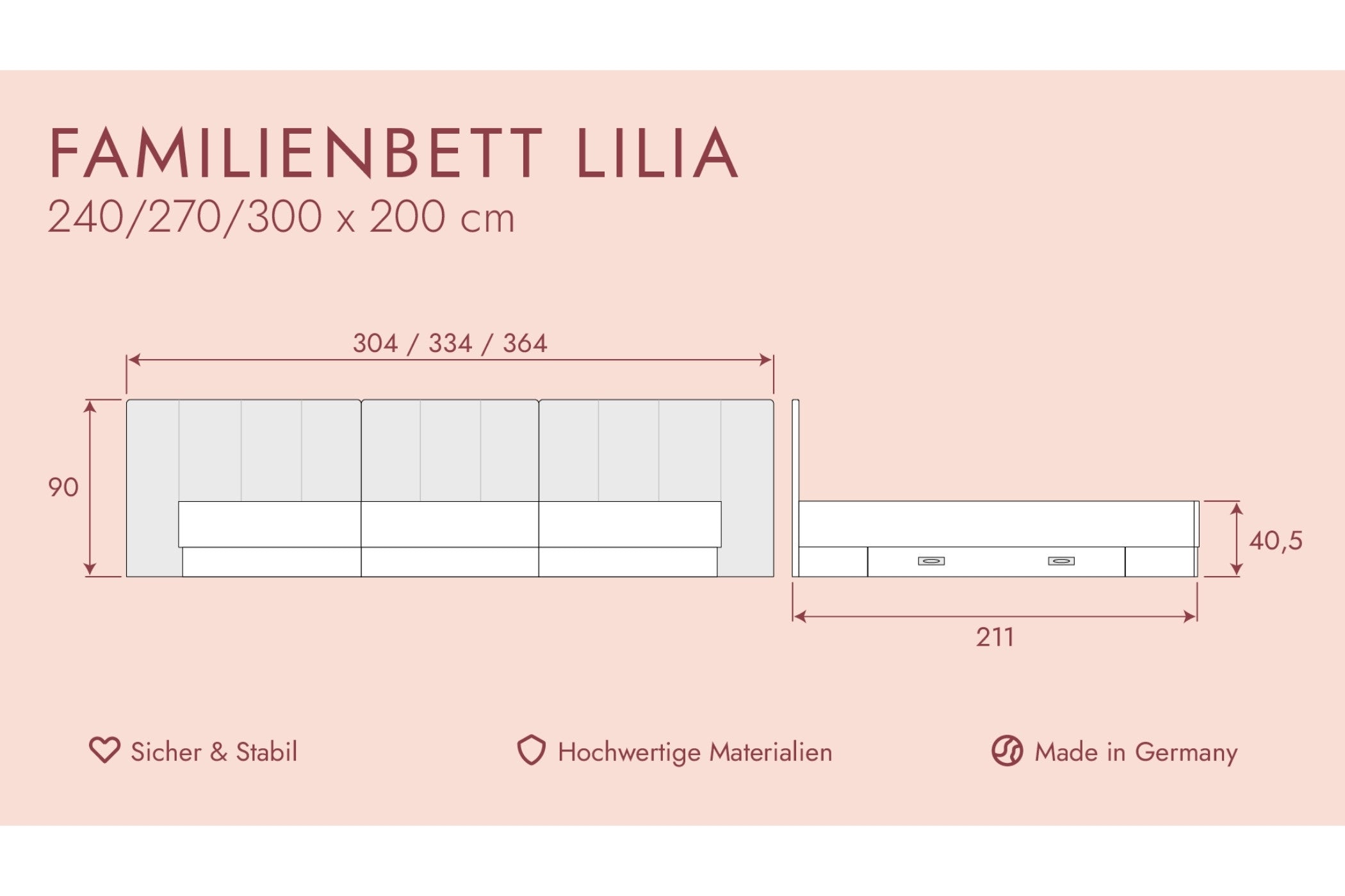 Familienbett Lilia mit Stoff
